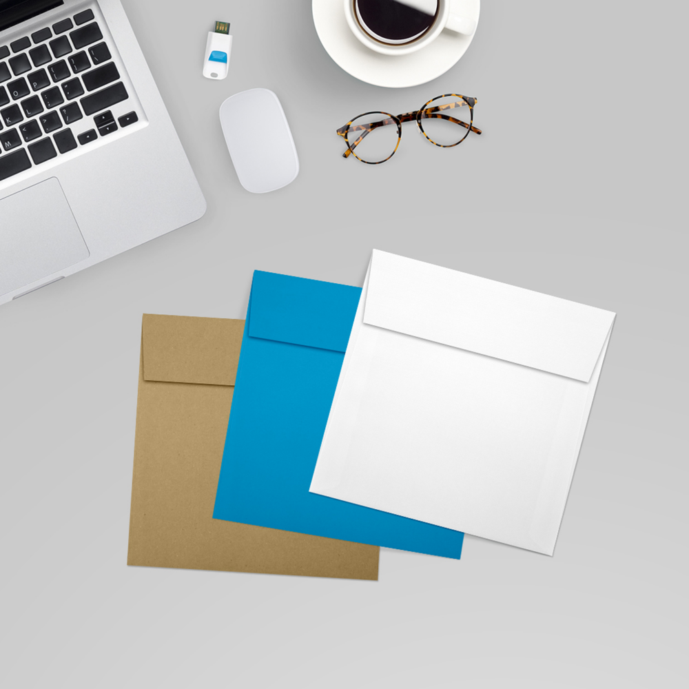 White Linen 32lb 5 x 5 Square Envelopes with Peel & Seal