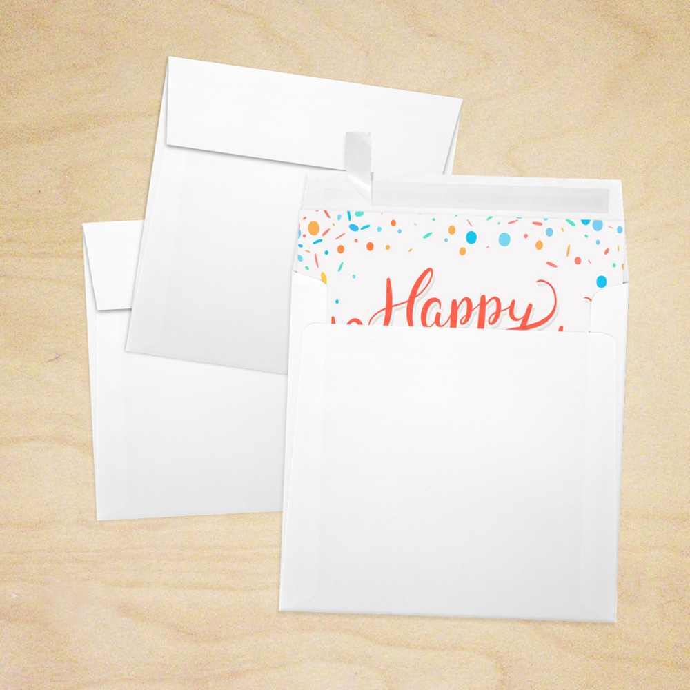 White Linen 32lb 5 x 5 Square Envelopes with Peel & Seal