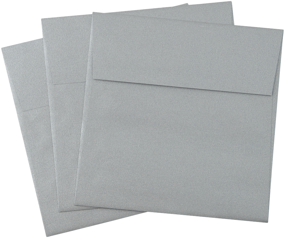 Silver Metallic 32lb 5 1/4 x 5 1/4 Square Envelopes with Peel & Seal