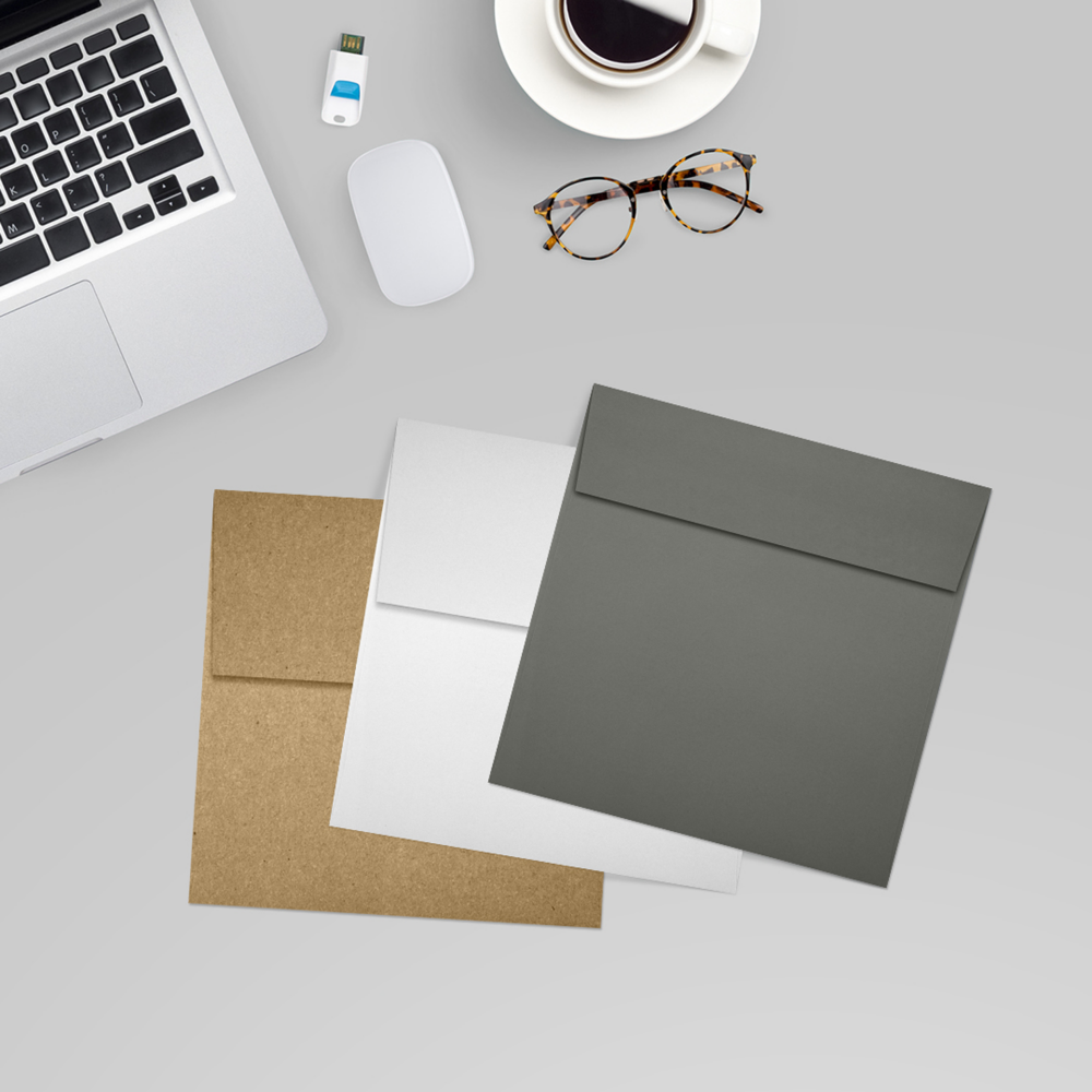 Dark Smoke Gray 32lb 5 1/4 x 5 1/4 Square Envelopes with Peel & Seal