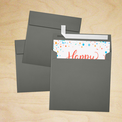 Dark Smoke Gray 32lb 5 1/4 x 5 1/4 Square Envelopes with Peel & Seal