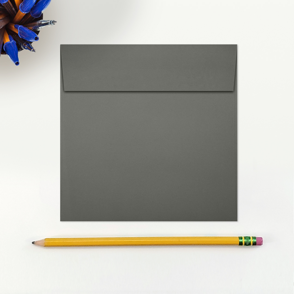 Dark Smoke Gray 32lb 5 1/4 x 5 1/4 Square Envelopes with Peel & Seal