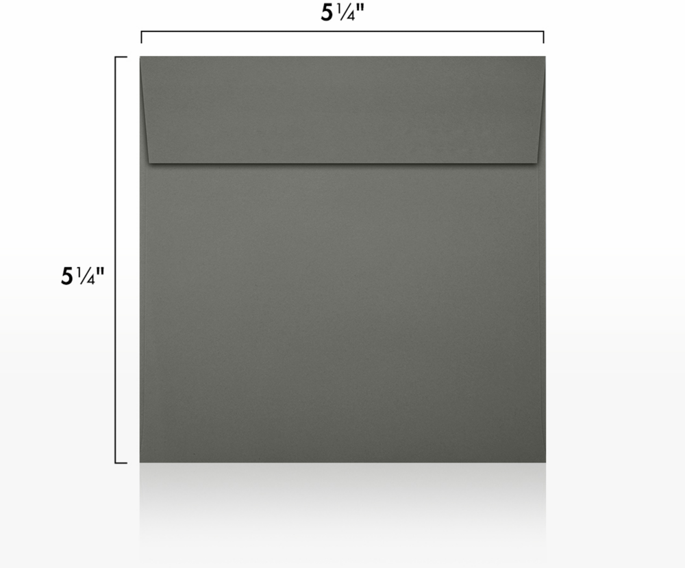Dark Smoke Gray 32lb 5 1/4 x 5 1/4 Square Envelopes with Peel & Seal