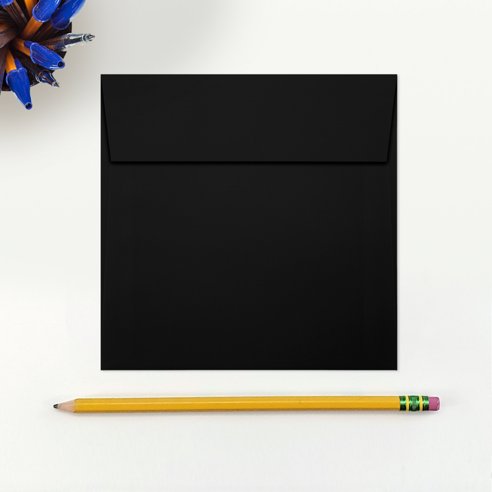 Black Linen 32lb 5 1/4 x 5 1/4 Square Envelopes with Peel & Seal