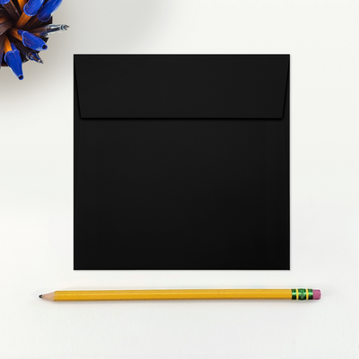 Black Linen 32lb 5 1/4 x 5 1/4 Square Envelopes with Peel & Seal