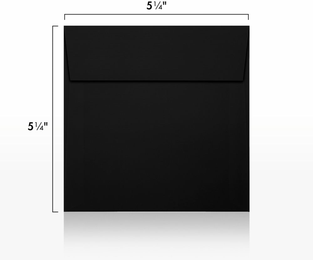 Black Linen 32lb 5 1/4 x 5 1/4 Square Envelopes with Peel & Seal