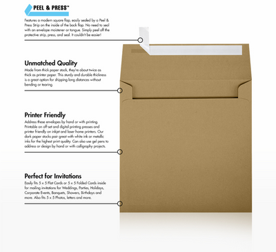 Grocery Bag 28lb 5 1/4 x 5 1/4 Square Envelopes with Peel & Seal