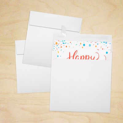 White Recycled 32lb 5 1/4 x 5 1/4 Square Envelopes with Peel & Seal