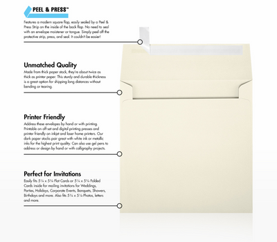 Natural 28lb Cougar 5 1/2 x 5 1/2 Square Premium Envelopes with Peel & Seal