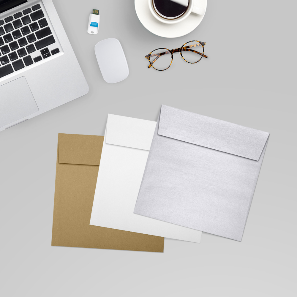 Silver Metallic 32lb 5 1/2 x 5 1/2 Square Envelopes with Peel & Seal