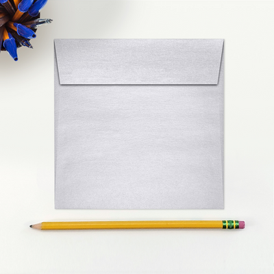 Silver Metallic 32lb 5 1/2 x 5 1/2 Square Envelopes with Peel & Seal