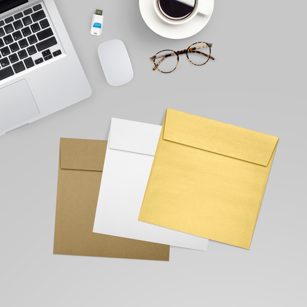 Gold Metallic 32lb 5 1/2 x 5 1/2 Square Envelopes with Peel & Seal