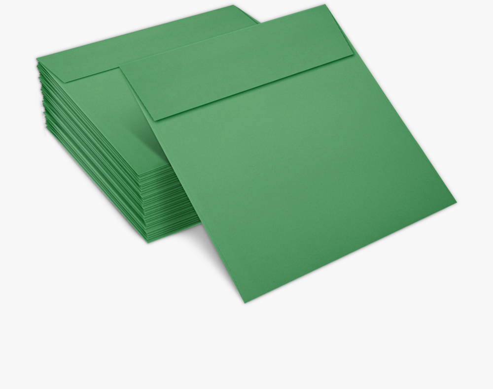 Holiday Green 32lb 5 1/2 x 5 1/2 Square Envelopes with Peel & Seal