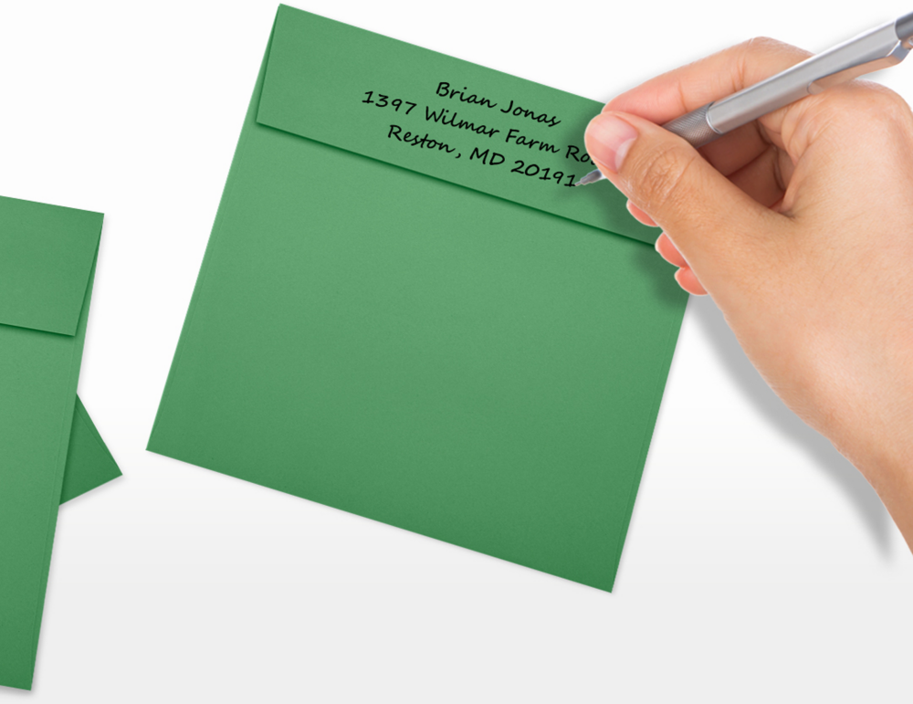 Holiday Green 32lb 5 1/2 x 5 1/2 Square Envelopes with Peel & Seal