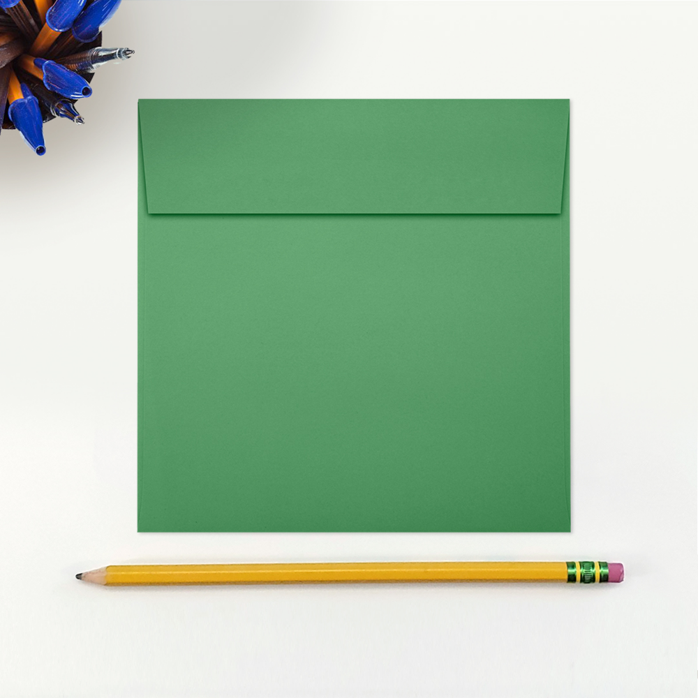Holiday Green 32lb 5 1/2 x 5 1/2 Square Envelopes with Peel & Seal