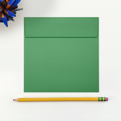 Holiday Green 32lb 5 1/2 x 5 1/2 Square Envelopes with Peel & Seal