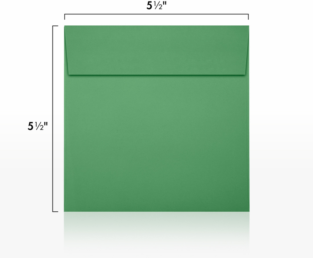 Holiday Green 32lb 5 1/2 x 5 1/2 Square Envelopes with Peel & Seal