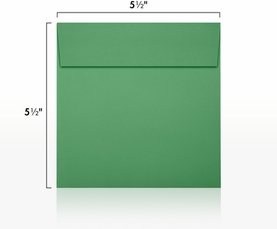 Holiday Green 32lb 5 1/2 x 5 1/2 Square Envelopes with Peel & Seal