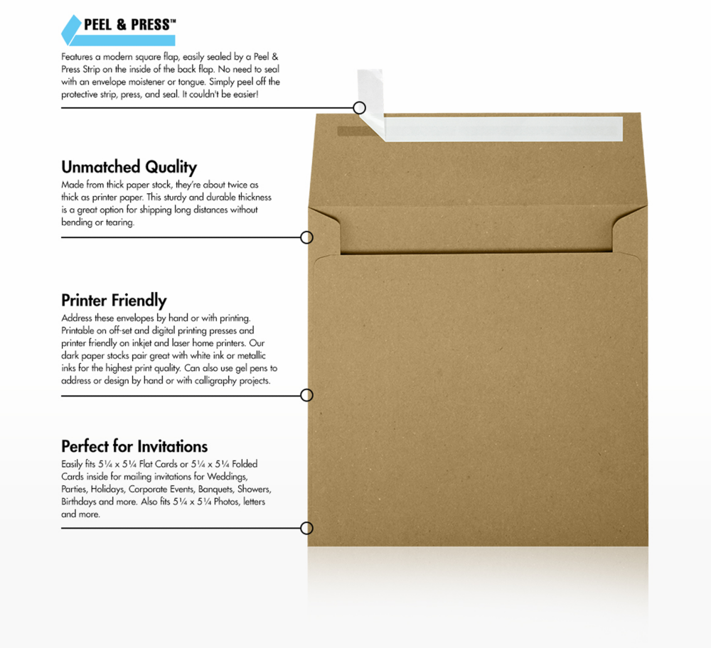 Grocery Bag 28lb 5 1/2 x 5 1/2 Square Envelopes with Peel & Seal