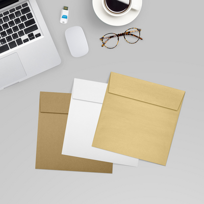 Light Gold Blonde Metallic 32lb 5 1/2 x 5 1/2 Square Envelopes with Peel & Seal