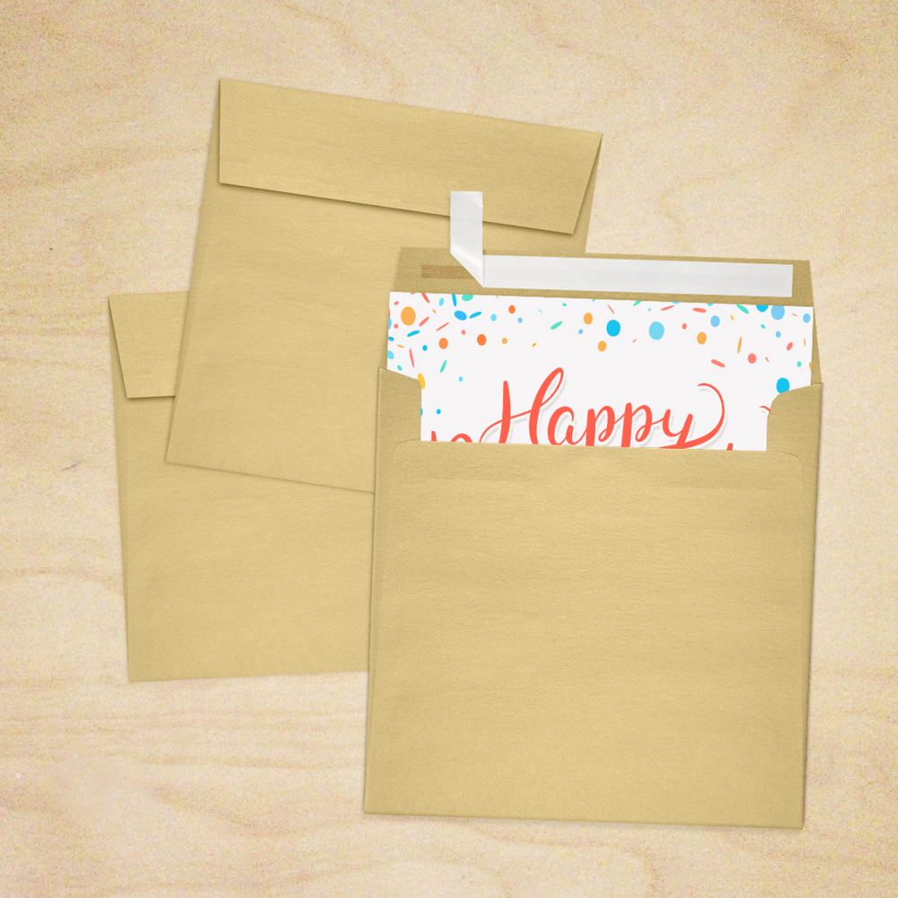 Light Gold Blonde Metallic 32lb 5 1/2 x 5 1/2 Square Envelopes with Peel & Seal