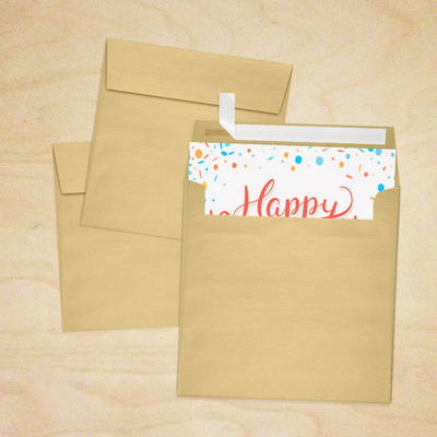 Light Gold Blonde Metallic 32lb 5 1/2 x 5 1/2 Square Envelopes with Peel & Seal