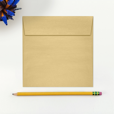 Light Gold Blonde Metallic 32lb 5 1/2 x 5 1/2 Square Envelopes with Peel & Seal