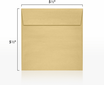 Light Gold Blonde Metallic 32lb 5 1/2 x 5 1/2 Square Envelopes with Peel & Seal