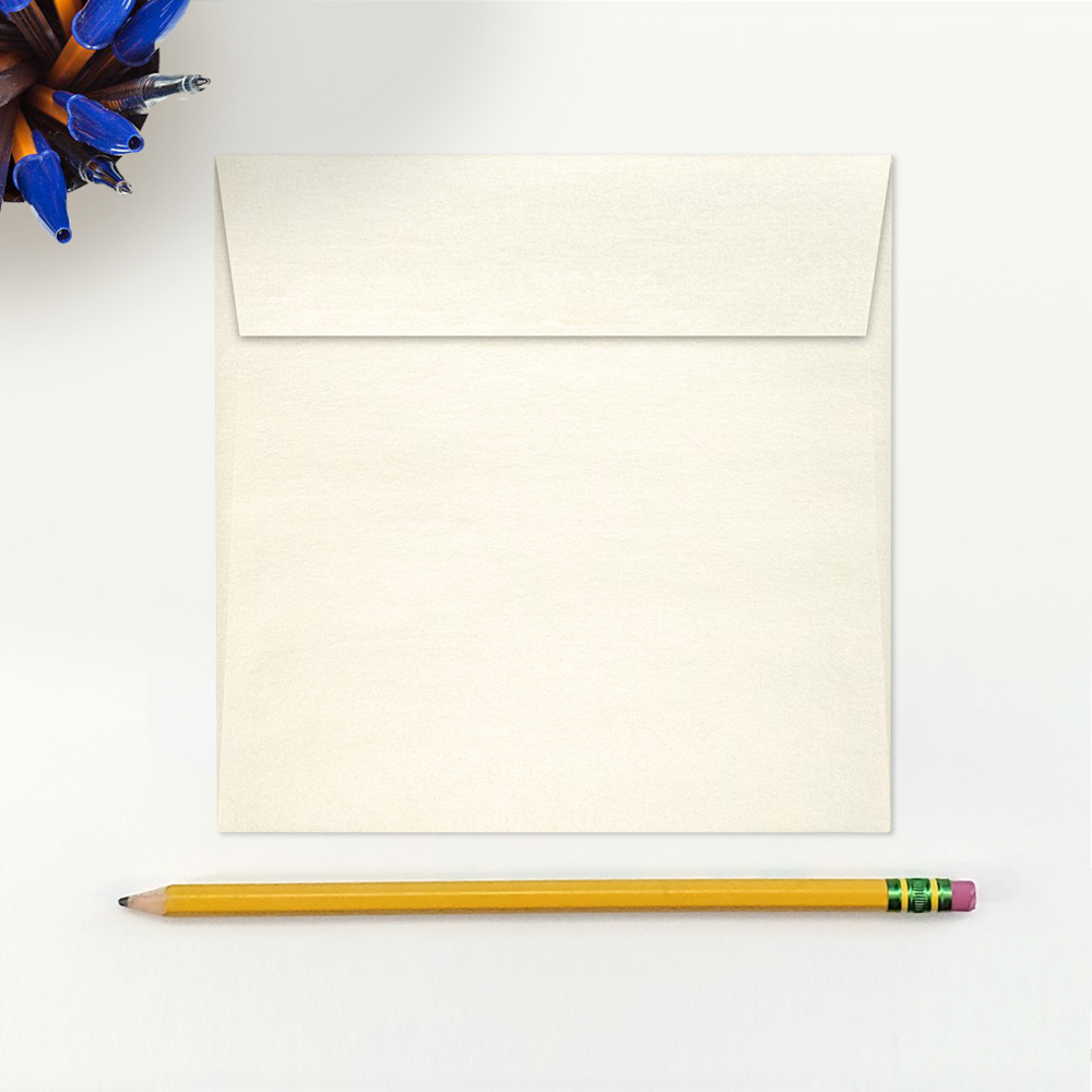 Champagne Ivory Metallic 32lb 5 1/2 x 5 1/2 Square Envelopes with Peel & Seal