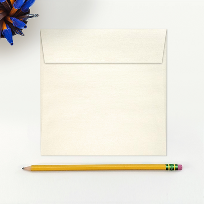 Champagne Ivory Metallic 32lb 5 1/2 x 5 1/2 Square Envelopes with Peel & Seal