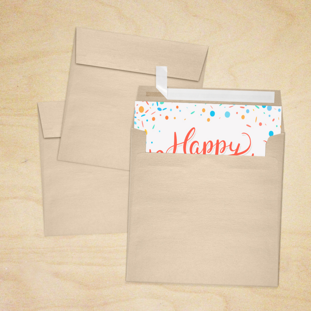 Light Brown Taupe Metallic 32lb 5 1/2 x 5 1/2 Square Envelopes with Peel & Seal