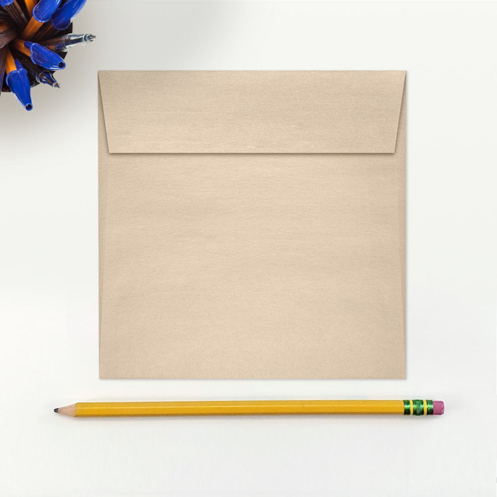 Light Brown Taupe Metallic 32lb 5 1/2 x 5 1/2 Square Envelopes with Peel & Seal