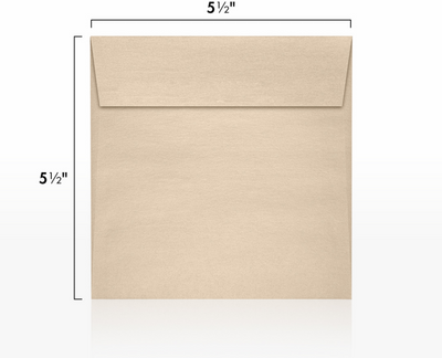 Light Brown Taupe Metallic 32lb 5 1/2 x 5 1/2 Square Envelopes with Peel & Seal