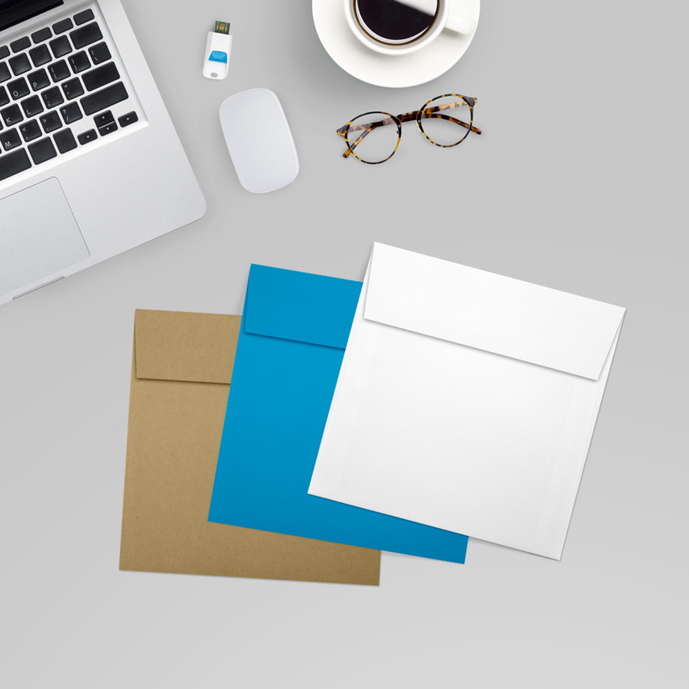 White Linen 32lb 5 1/2 x 5 1/2 Square Envelopes with Peel & Seal