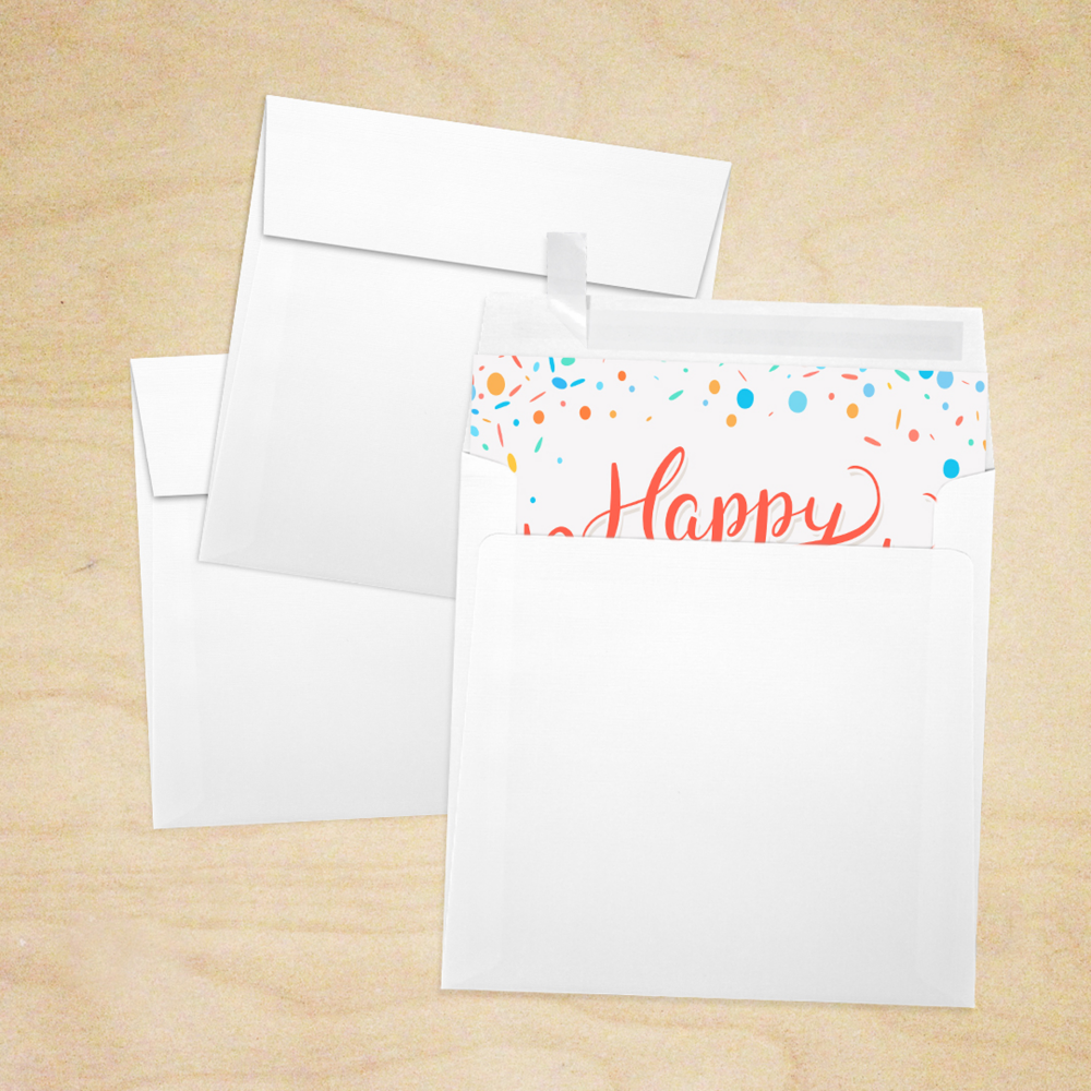 White Linen 32lb 5 1/2 x 5 1/2 Square Envelopes with Peel & Seal