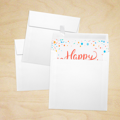 White Linen 32lb 5 1/2 x 5 1/2 Square Envelopes with Peel & Seal