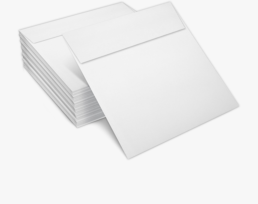 White Recycled 32lb 5 1/2 x 5 1/2 Square Envelopes with Peel & Seal
