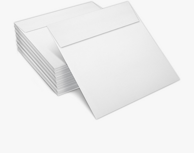White Recycled 32lb 5 1/2 x 5 1/2 Square Envelopes with Peel & Seal