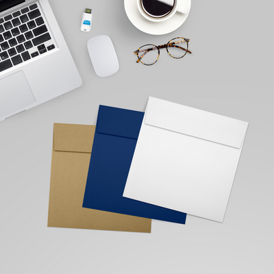 White Recycled 32lb 5 3/4 x 5 3/4 Square Envelopes with Peel & Seal