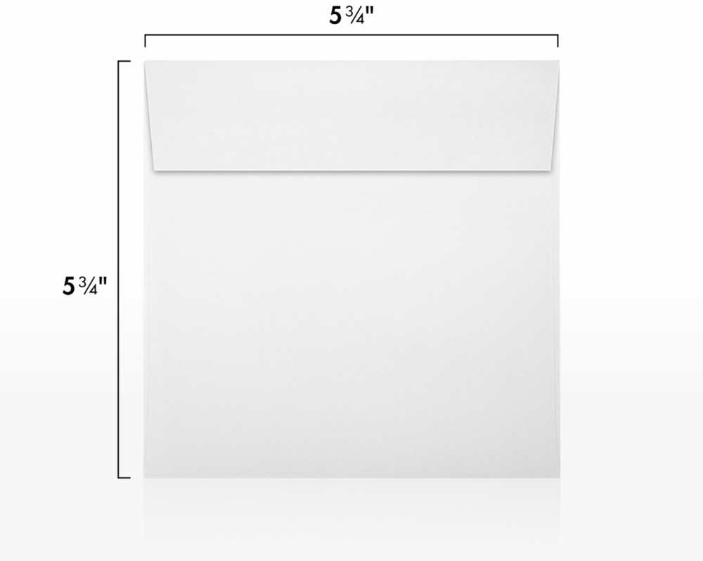 White Recycled 32lb 5 3/4 x 5 3/4 Square Envelopes with Peel & Seal
