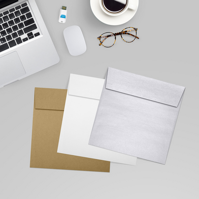 Silver Metallic 32lb 6 x 6 Square Envelopes with Peel & Seal