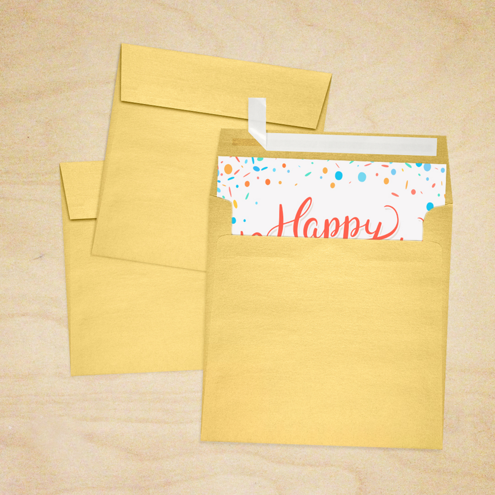 Gold Metallic 32lb 6 x 6 Square Envelopes with Peel & Seal