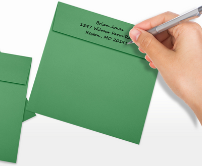 Holiday Green 32lb 6 x 6 Square Envelopes with Peel & Seal
