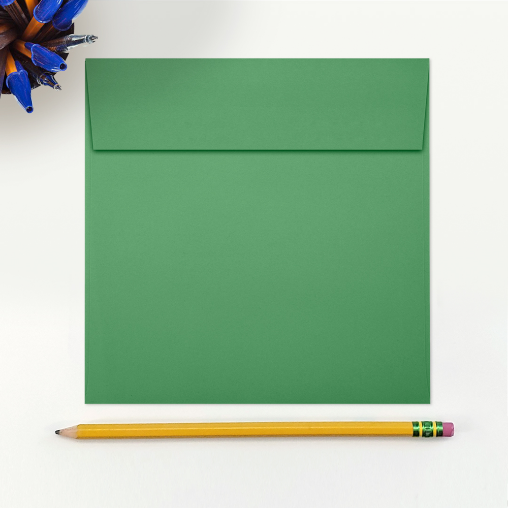 Holiday Green 32lb 6 x 6 Square Envelopes with Peel & Seal