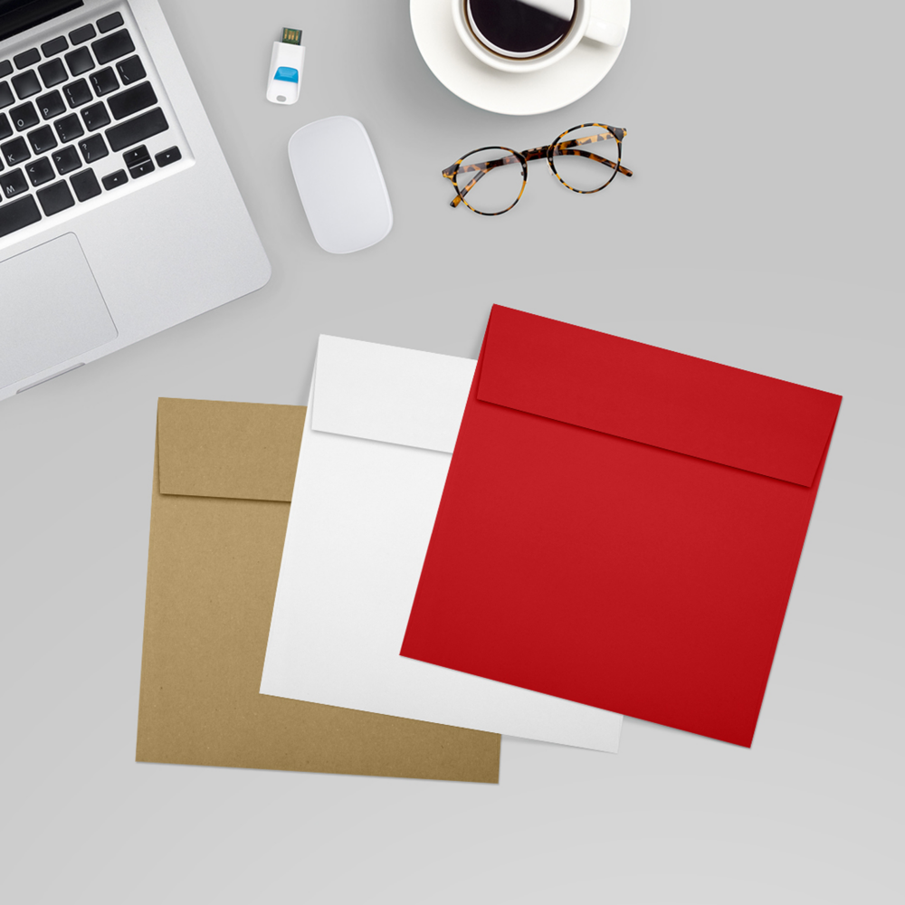 Red 32lb 6 x 6 Square Envelopes with Peel & Seal