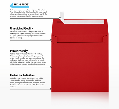 Red 32lb 6 x 6 Square Envelopes with Peel & Seal