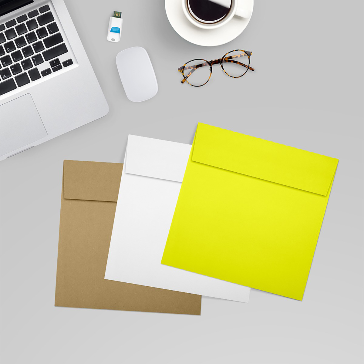 Citrus Yellow 32lb 6 x 6 Square Envelopes with Peel & Seal