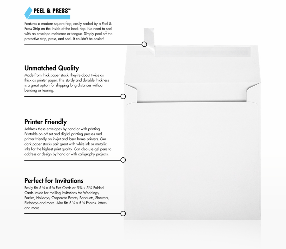 Premium White 32lb 6 x 6 Square Envelopes
