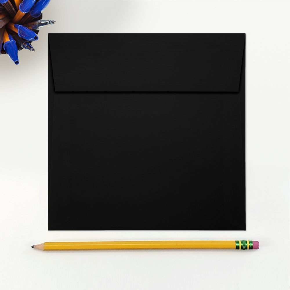 Black Linen 32lb 6 x 6 Square Envelopes with Peel & Seal