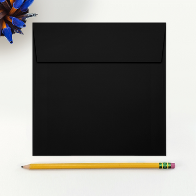 Black Linen 32lb 6 x 6 Square Envelopes with Peel & Seal